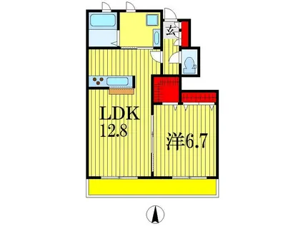 シャルム千葉寺II(1LDK/1階)の間取り写真