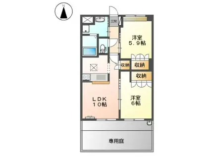 アバンサール(2LDK/1階)の間取り写真