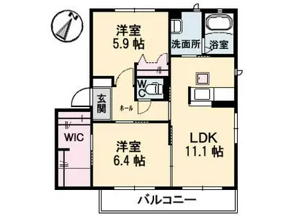 アド・グランデ II棟(2LDK/1階)の間取り写真