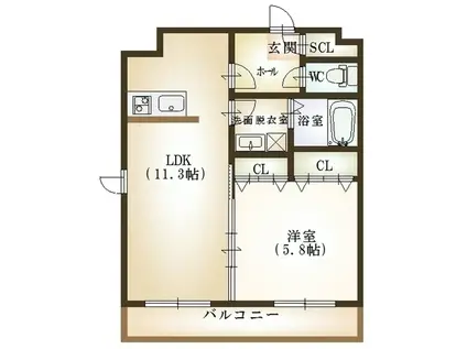 カーネ米山(1LDK/4階)の間取り写真