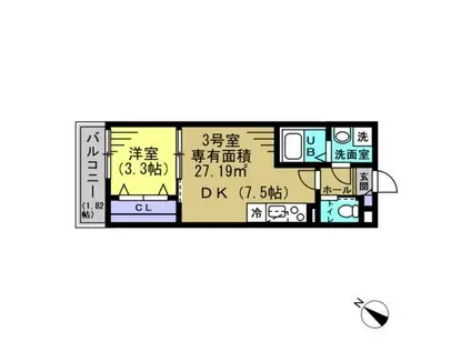 AJ幕張本郷ノースII(1DK/3階)の間取り写真