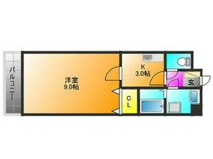 ヴィラコートはなみづき(1K/4階)の間取り写真