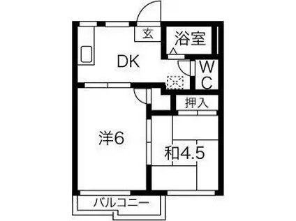 コーポグリーンIIA・B棟(2DK/2階)の間取り写真