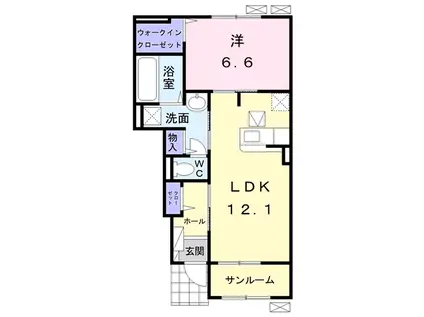 旭市二 1LDK 都市ガス(1LDK/1階)の間取り写真