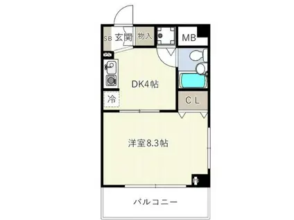 アソルティ関内大通公園(1DK/2階)の間取り写真