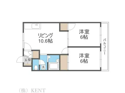 メゾン16条(2LDK/2階)の間取り写真