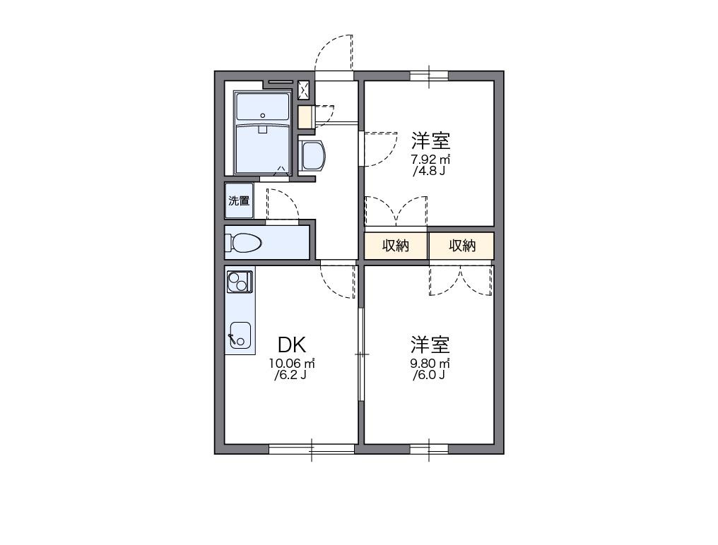 レオパレス石塚(2DK/1階)の間取り写真