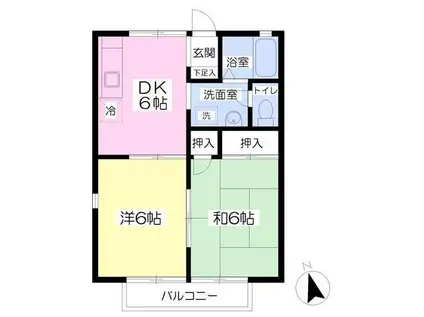 グリーンパーク(2DK/1階)の間取り写真