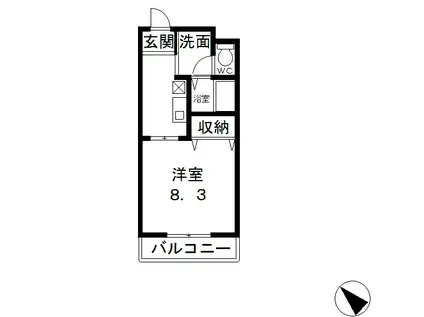 バローゼ10(1K/1階)の間取り写真
