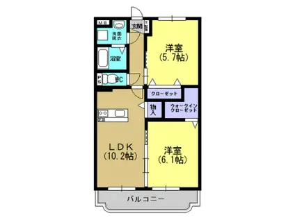 パステル国分(2LDK/1階)の間取り写真