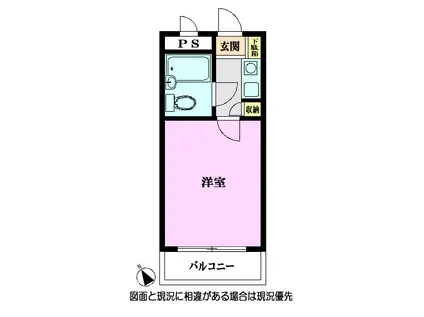 ホワイトヒルズ(1K/2階)の間取り写真