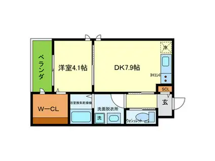 西宮市柳本町PJ(1DK/1階)の間取り写真