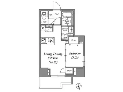 コスモグラシア浅草(1LDK/13階)の間取り写真
