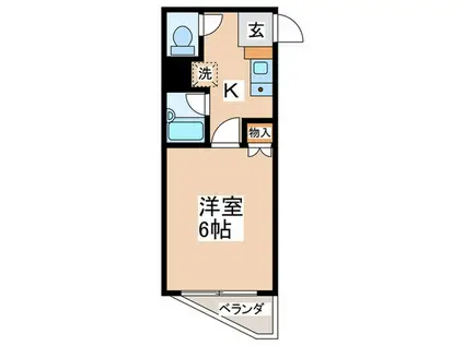 クイーンズタウン(1K/4階)の間取り写真