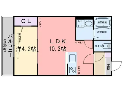 クレシア前原駅前(1LDK/3階)の間取り写真