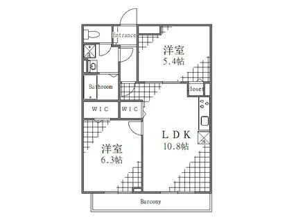 ルナ アウローラ(2LDK/2階)の間取り写真
