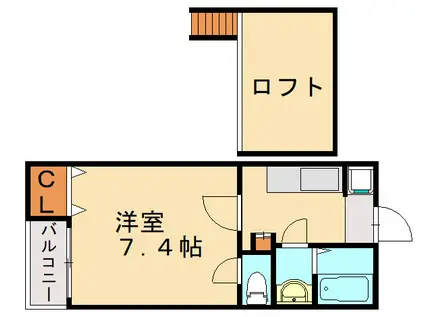 ベネフィスタウン吉塚3(1K/2階)の間取り写真