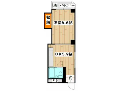 リバーサイドマンション杉崎(1DK/3階)の間取り写真