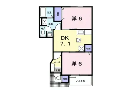 ル・シエルB(2DK/1階)の間取り写真