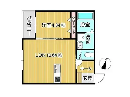 BRAVEBASE熊本東(1LDK/1階)の間取り写真