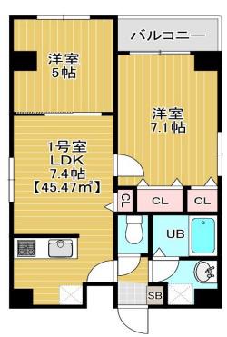 BLOOM錦糸町(2LDK/4階)の間取り写真