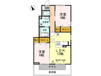 クレストIII(2LDK/1階)の間取り写真