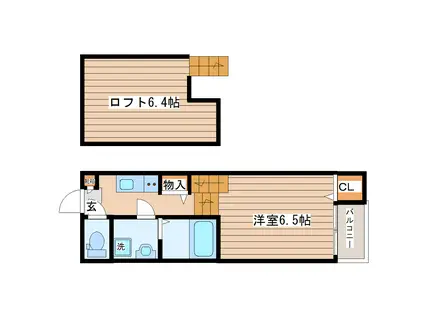 ハーモニーテラス西中田II(1K/1階)の間取り写真
