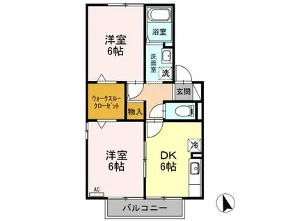 ロワジールA棟(2DK/2階)の間取り写真