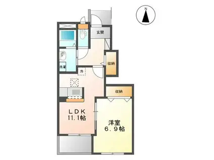 ルミナスコートB(1LDK/1階)の間取り写真