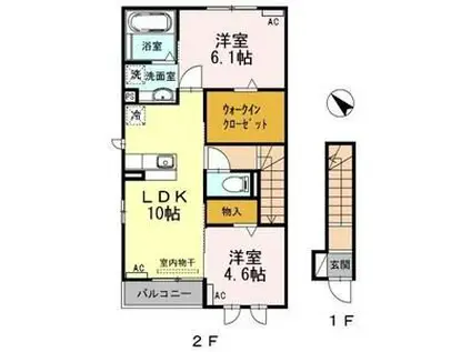 ラ・ファミーユII(2LDK/2階)の間取り写真