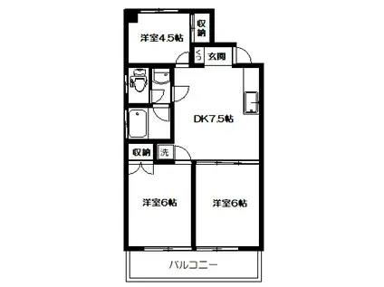 第二サンマンション(3DK/1階)の間取り写真