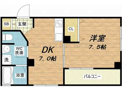 MAISON DE CHOU CHOU(1DK/2階)の間取り写真