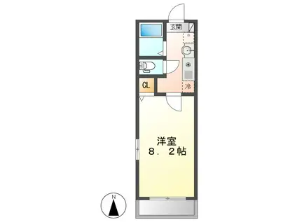 グランドゥール(1K/1階)の間取り写真