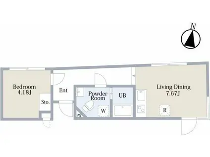 エクサム西新宿(1LDK/2階)の間取り写真
