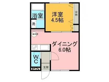 コーポ・オリーブ1(1DK/1階)の間取り写真