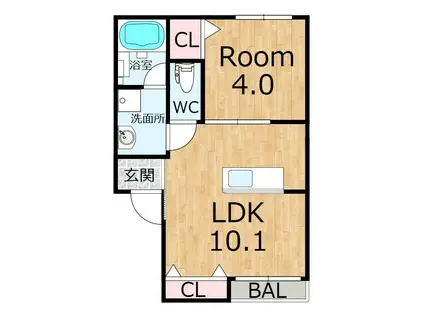 PARADISCO(1LDK/1階)の間取り写真