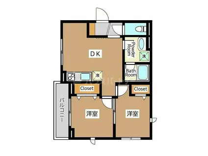 キャピタル・ヴィラ(2DK/1階)の間取り写真