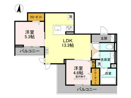 トリアングル(2LDK/2階)の間取り写真
