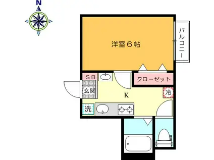 カーサ エステーラ(1K/4階)の間取り写真