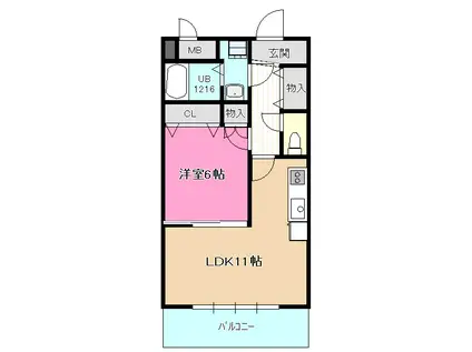 プランドール(1LDK/3階)の間取り写真