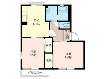 リバティIII(2DK/1階)の間取り写真