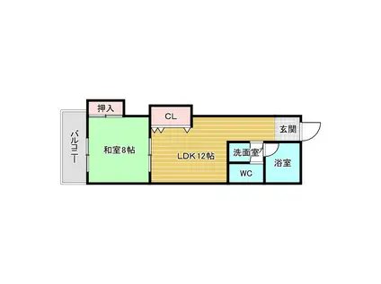 淀川チェリーハイツ(1LDK/2階)の間取り写真