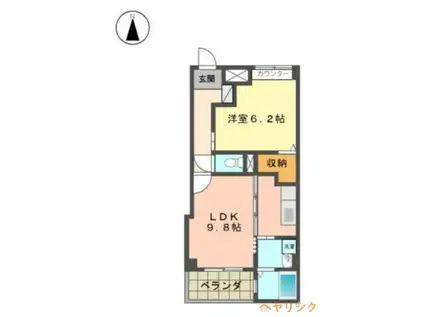 アブニール22(1LDK/2階)の間取り写真