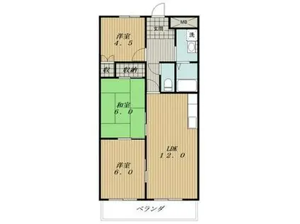 メゾンドグレージュ(3LDK/2階)の間取り写真