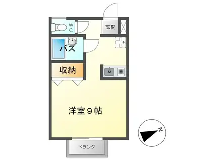 ガラ・プシケ(ワンルーム/2階)の間取り写真