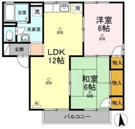 グリーンハイツB棟(2LDK/2階)の間取り写真