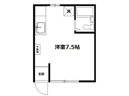 グリーンハイツ(ワンルーム/1階)の間取り写真