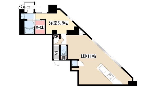 SK BUILDING-501(1LDK/5階)の間取り写真
