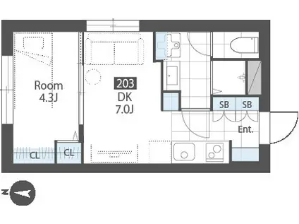 SUCCEED RESIDENCE KAMEIDO(1DK/2階)の間取り写真