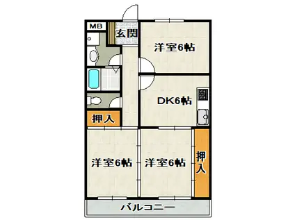 アーバンステージ小林(3DK/2階)の間取り写真